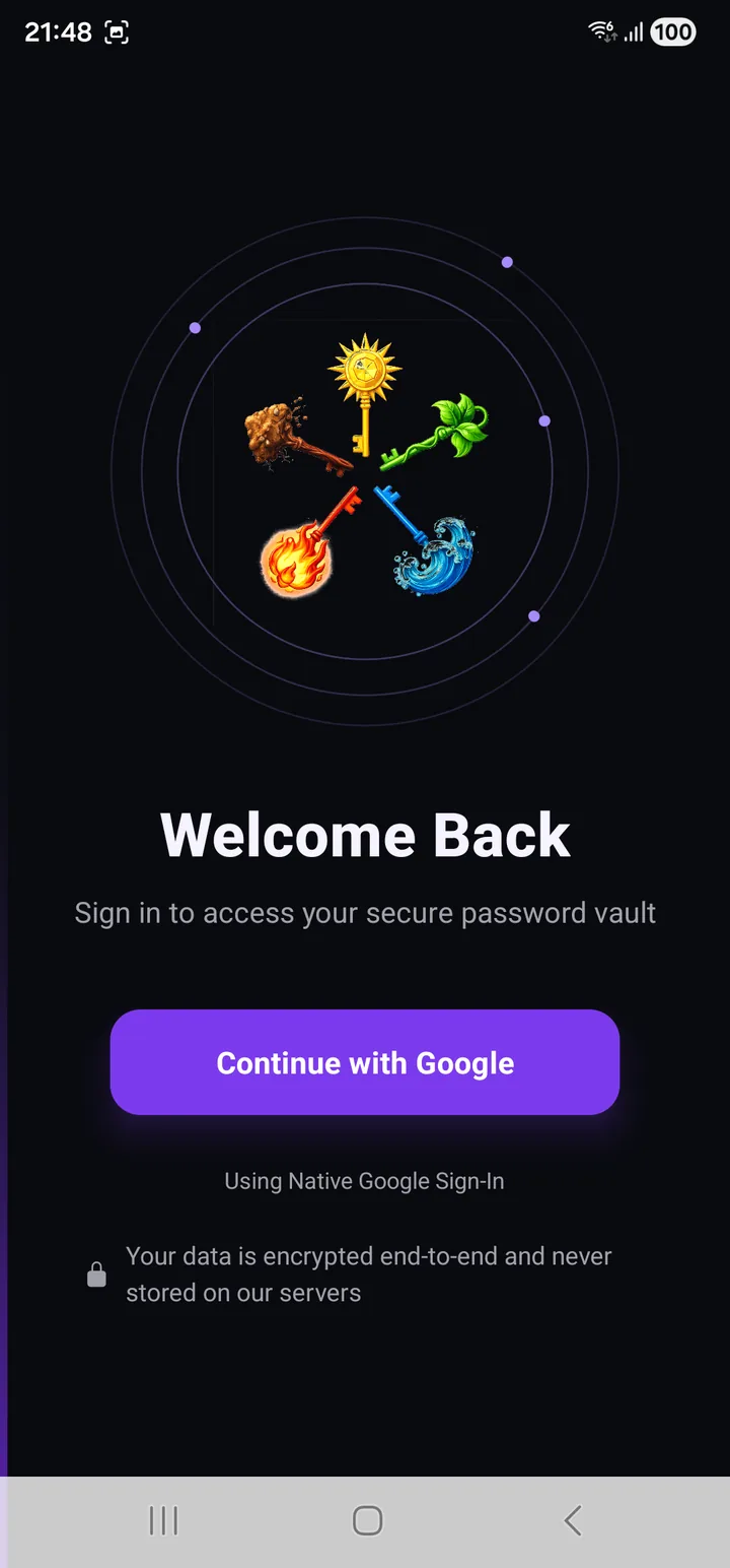The app in the dark theme