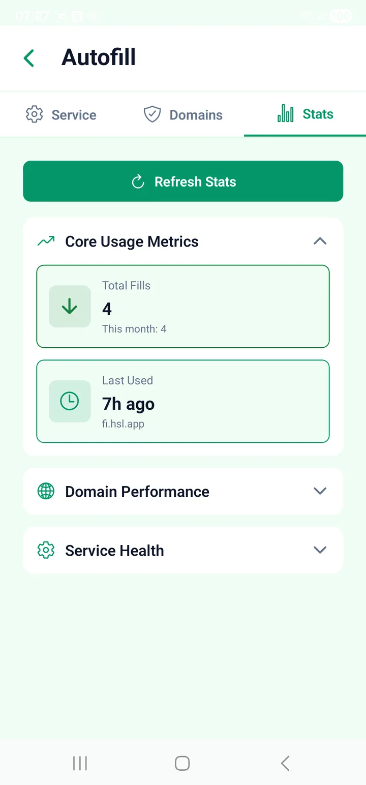 The Stats tab