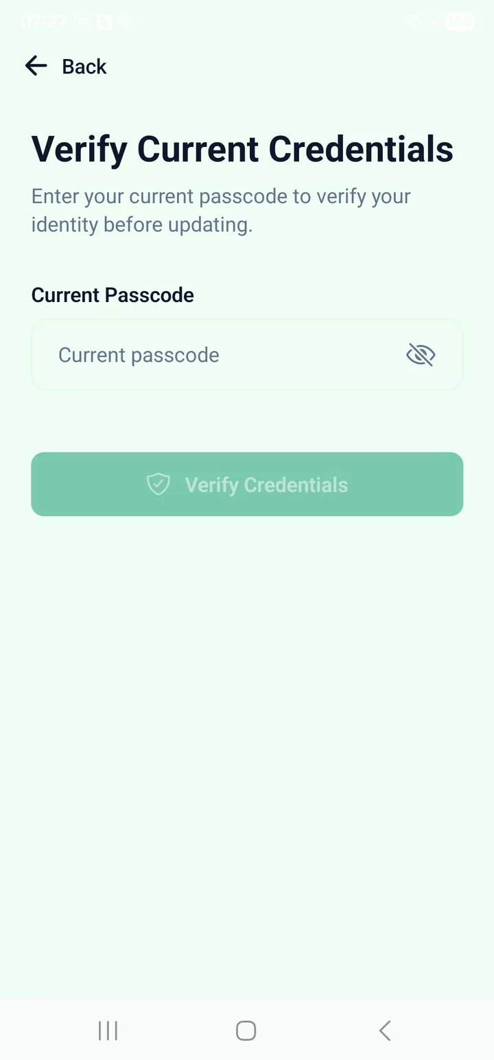 Verifying the current passcode
