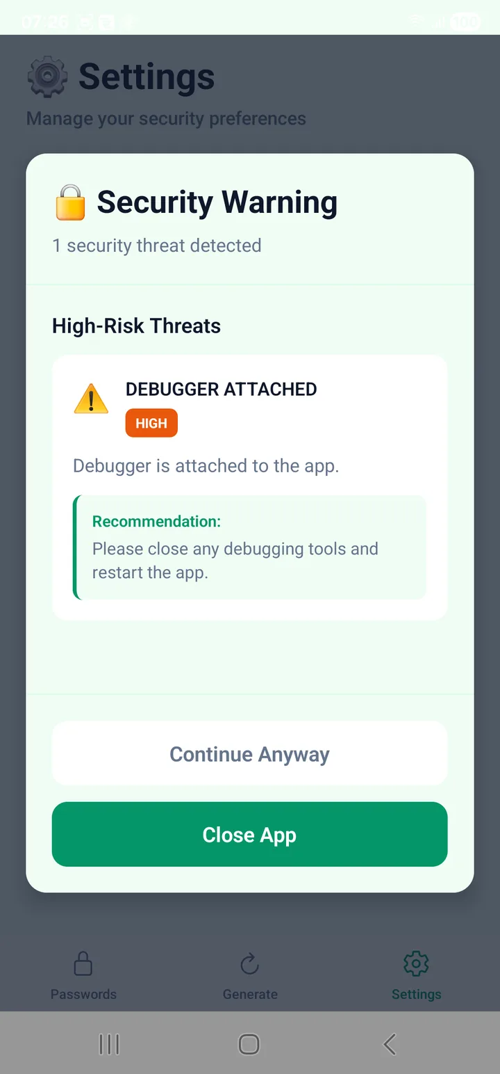 A detected threat