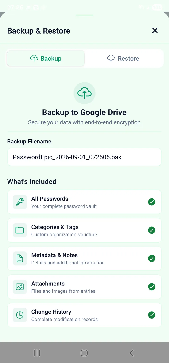 The backup tab